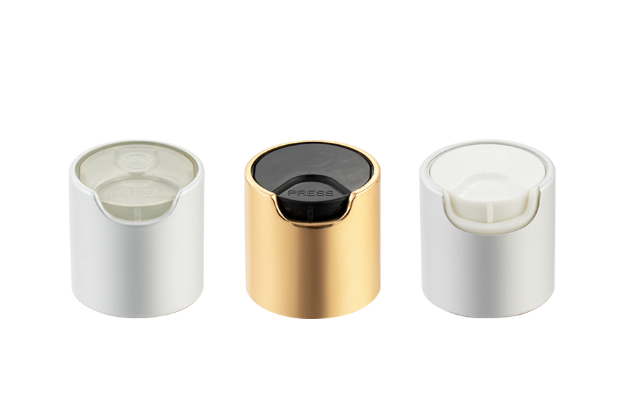 Aluminium-Etikett Aluminium-plastischer 24/410 Disc Top-Kappe, Drücken Sie Top Cap, Disc Press Cap für Lotionflasche