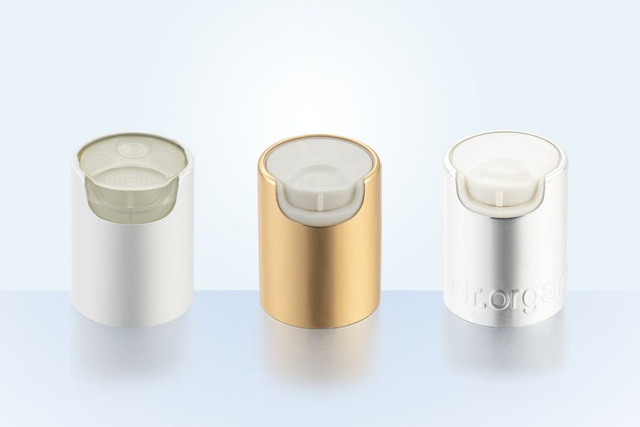 Aluminium-Plastic 28/415 Disc Top Cap, Drücken Sie die Top-Kappe, Scheibenpresse für Lotionflasche